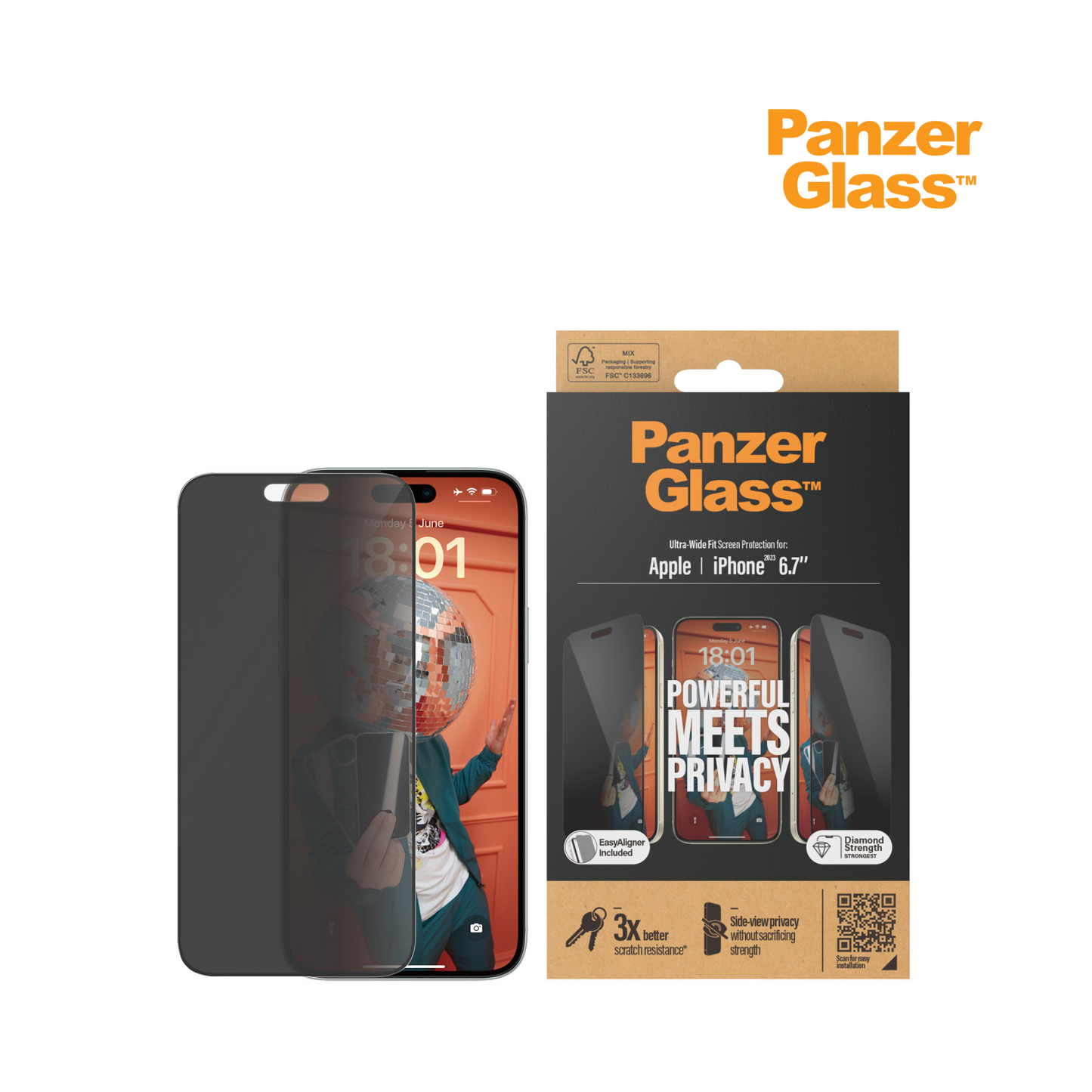PanzerGlass Privacy Screen Protector for iPhone 15, 15 Plus, 15 Pro, and 15 Pro Max