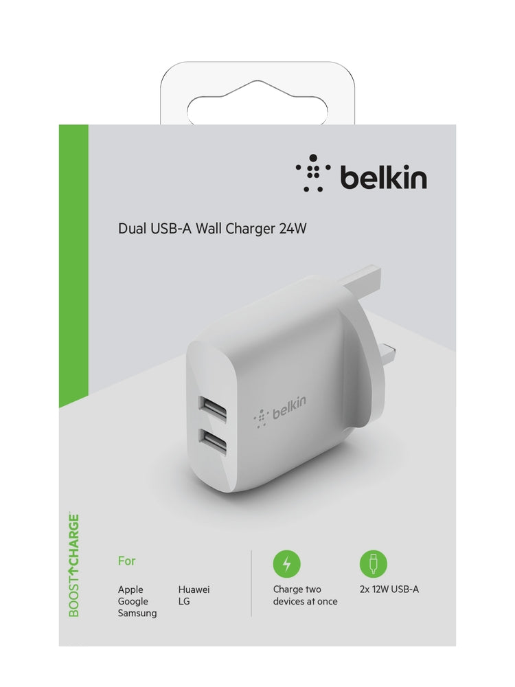 Belkin Boost Dual USB-A Wall Charger 24W