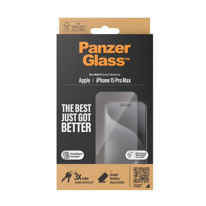 PanzerGlass Screen Protector for Apple iPhone 15, 15 Plus, 15 Pro, and 15 Pro Max