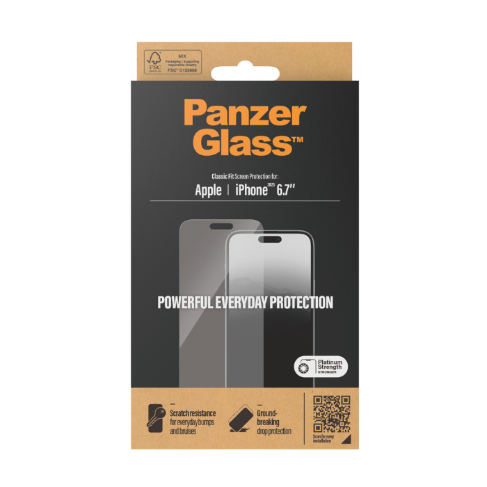 PanzerGlass Screen Protector for Apple iPhone 15, 15 Plus, 15 Pro, and 15 Pro Max